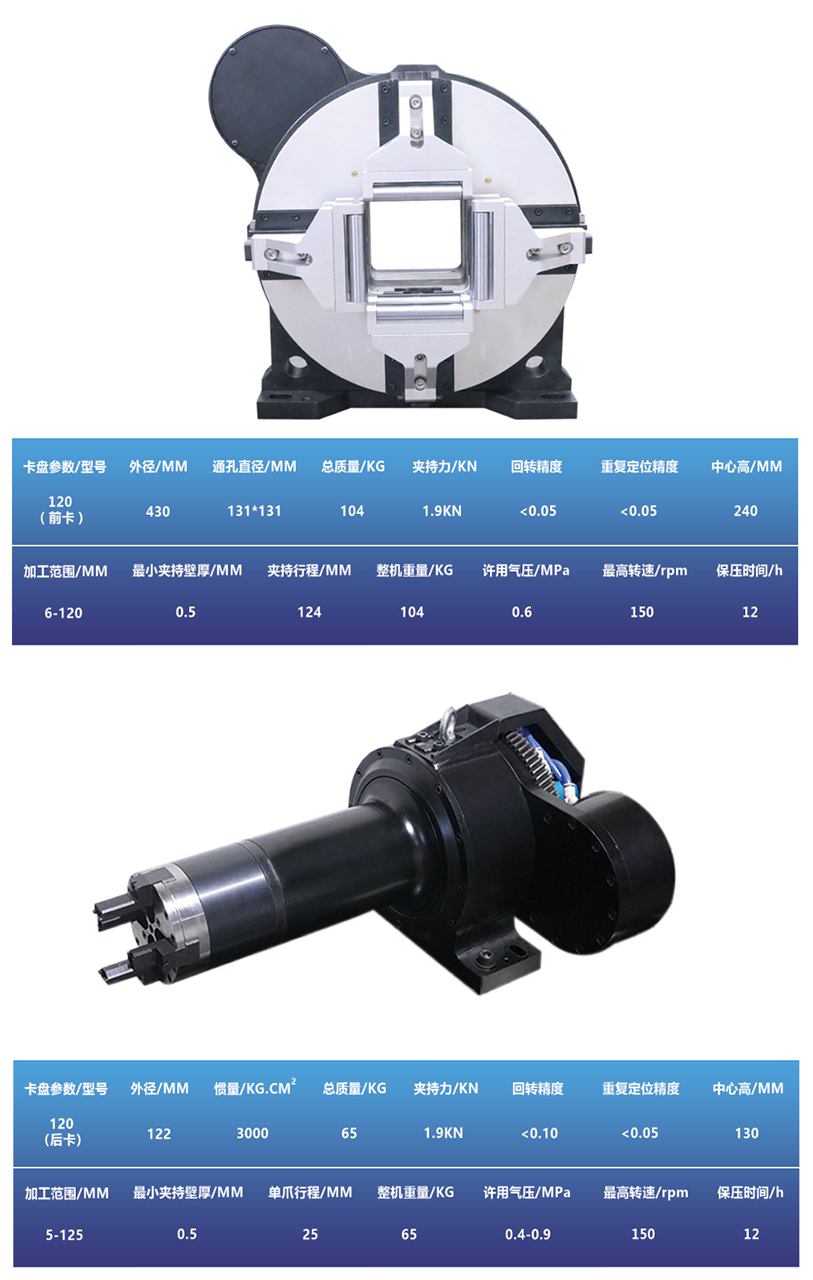 120雙卡盤前后卡盤精密款重卡 激光切管雙動卡盤
